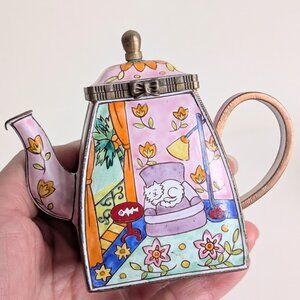 KELVIN CHEN Enamel Copper Handpainted Miniature Copper Teapot B